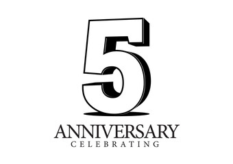 Anniversary 5 numbers. Poster template for Celebrating anniversary event party.