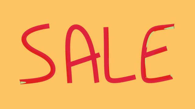 Sale promotion video animation loop. Word 'Sale' on yellow background with animated light source.