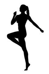 Fototapeta na wymiar Female Silhouette in a marching or dance variation Pose