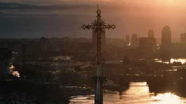 Cross on top of a catholic church in Ottawa Canada