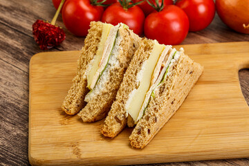 Club sandwich with chicken and cheese