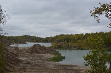 Russia, Tula region, Konduki, Romantsev mountains, lake and forest