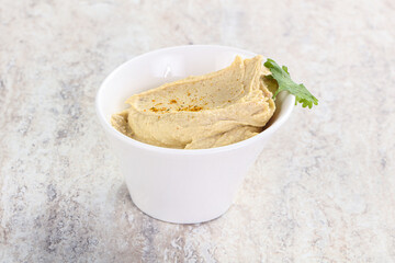 Traditional Jewish Hummus with olive oil