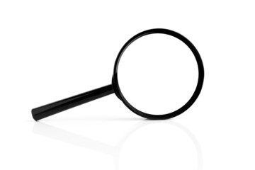Top view Magnifying glass isolated on white background
