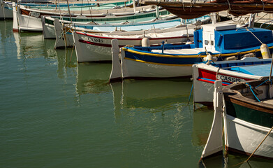 Fototapeta na wymiar Cassis, France, boats in a row