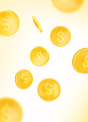 Fototapeta premium Golden coins falling down vector illustration