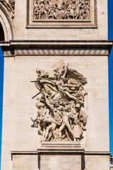 Le Depart sculpture on the Arc De Triomphe, Paris, France.