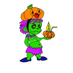 Vector children's design of Halloween holiday,postcards, social networks,stickers.ghost