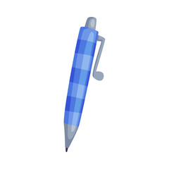 Blue Ballpoint Pen as Office Supply and Stationery Object Vector Illustration