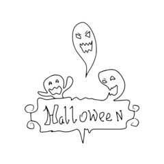 Vector children's design of Halloween holiday,postcards, social networks,stickers.ghost