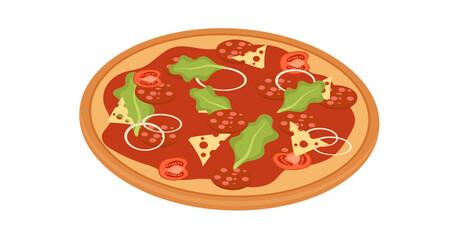 Vector illustration of italian pizza with pepperoni slices. EPS 10.