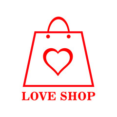 Bag and love logo design, perfect for use as a logo for buying and selling businesses and brands