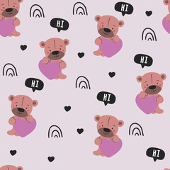 Obraz premium seamless teddy bear pattern vector pattern