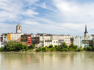 The famous waterfront and river Inn. The medieval old town of Wasserburg am Inn in the Chiemgau...
