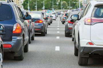 traffic jam or collapse in a city street road