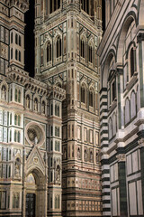 Italy, Florence. The Duomo, the Campanile, and the Baptistry at night.