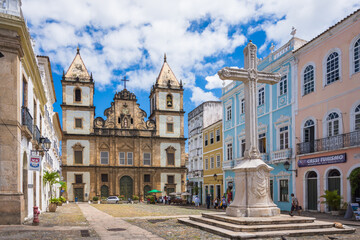 Fototapeta na wymiar Salvador, Bahia, Brazil, November 2020 - External view of The São Francisco Church and Convent of Salvador(Convento e Igreja de São Francisco)