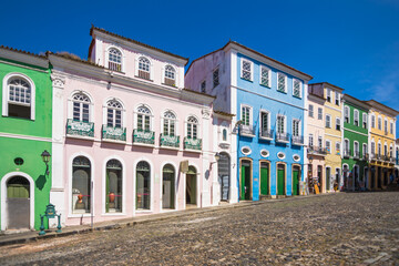 Salvador, Bahia, Brazil, November 2020 - view of some beautiful old houses at the Pelourinho