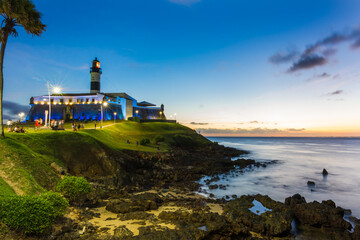 Salvador, Bahia, Brazil, November 2020 - view of the famous Barra Lighthouse (Farol da Barra)