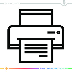Editable line icon of laser printer as a customizable black stroke eps vector graphic.