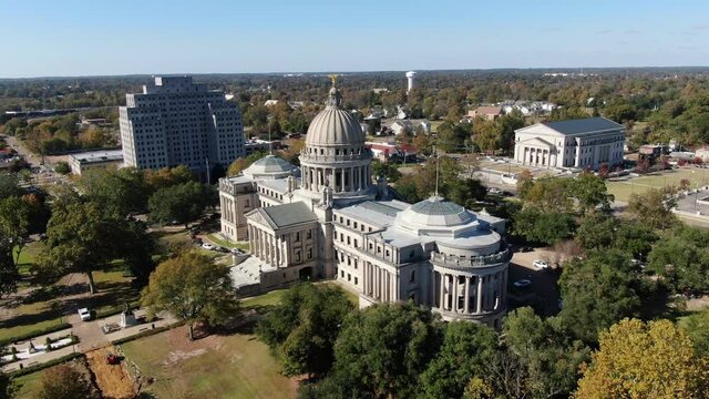 Jackson, MS - October 2021: The Mississippi State Capitol Building in downtown Jackson, MS