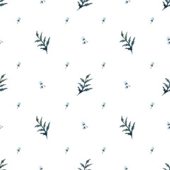 Seamless pattern from a hand-drawn watercolor flowers on a white background. Use for menus, invitations