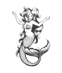 Mermaid Tattoo in Retro Style