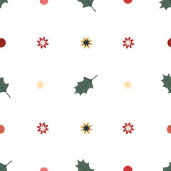 vector graphic holiday seamless pattern with christmas holly leaves 2