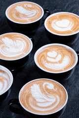 Set of coffee latte art make by barista