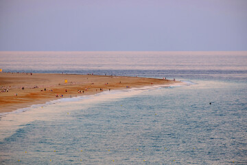View on the beach of Morro Jable on the sunset, on the Canary Island Fuerteventura.