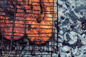 grilled fish bbq charcoal cooking nature summer