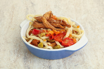 Chinese wok with chicken and teriyaki