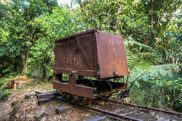 Fototapeta na wymiar Abandoned mining equipment, Te Aroha Mountain Gold Mining Walking Track, New Zealand