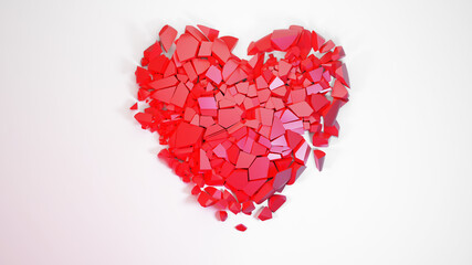 Obraz na płótnie Canvas a broken red heart on a white background