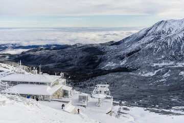 Wintertime on Kasprowy Wierch in Polish Tatras mountain - obrazy, fototapety, plakaty