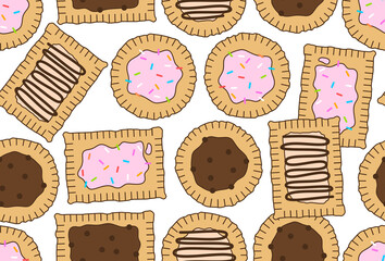 Seamless pattern with Homemade Pop-tarts made from scratch. Hot Toaster Pastry. Baked Pastry vector illustration