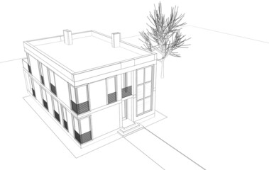 house architectural 3d drawing