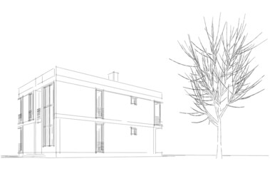 house architectural 3d drawing