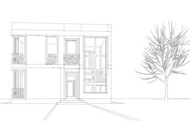 house architectural 3d drawing