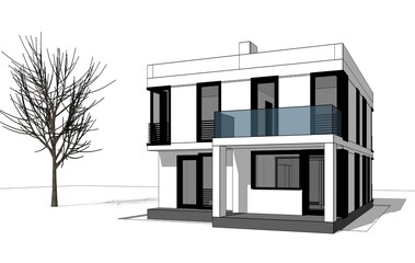 house architectural 3d drawing