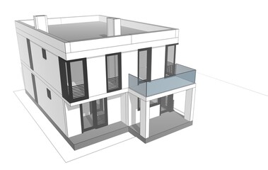 house architectural 3d drawing