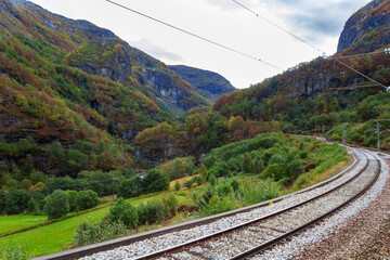 Flam railway in Aurland, Norway