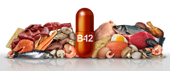 Natural B-12 Vitamin Nutrition - obrazy, fototapety, plakaty