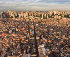 Aerial view of the Paraisopolis Slum in São Paulo Brazil