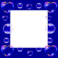 vector frame soap bubbles hearts.