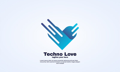 illustrator vector brand love techno logo design template colorful