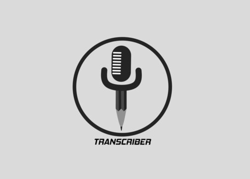 Microphone and pencil transcriber logo