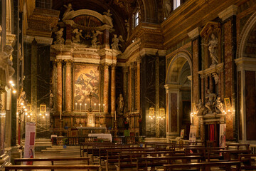 Fototapeta na wymiar The baroque church of Gesù e Maria in via del Corso, Rome
