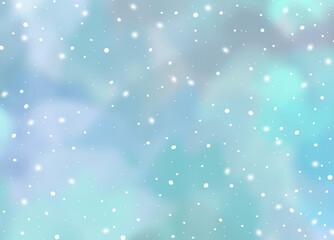 Watercolor Blurred Background. Winter snowy blue and gray sky with cloud