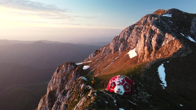 Aerial view of Piatra Craiului mountains national park, Romania